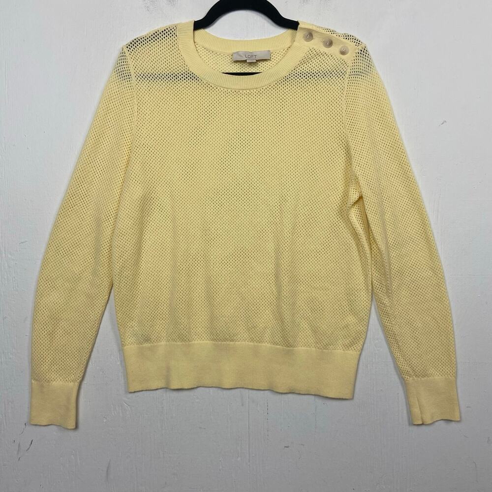 Loft Yellow Lightweight Cotton Crewneck Pullover Sweater Preppy Size Large